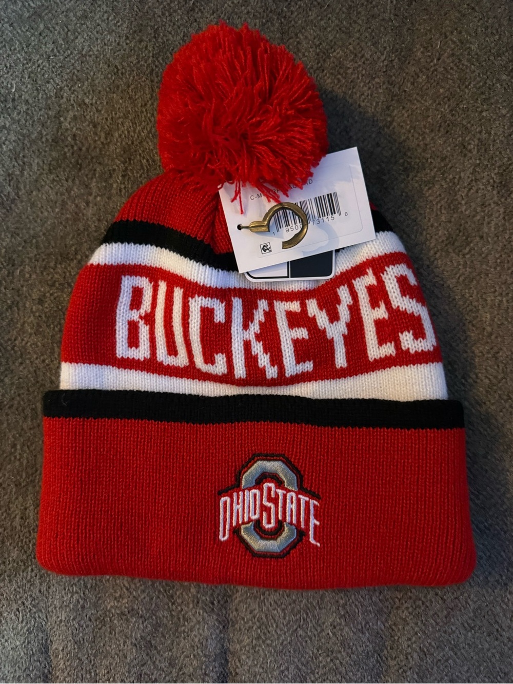 Buckeyes Red Pom Beanie for Adults